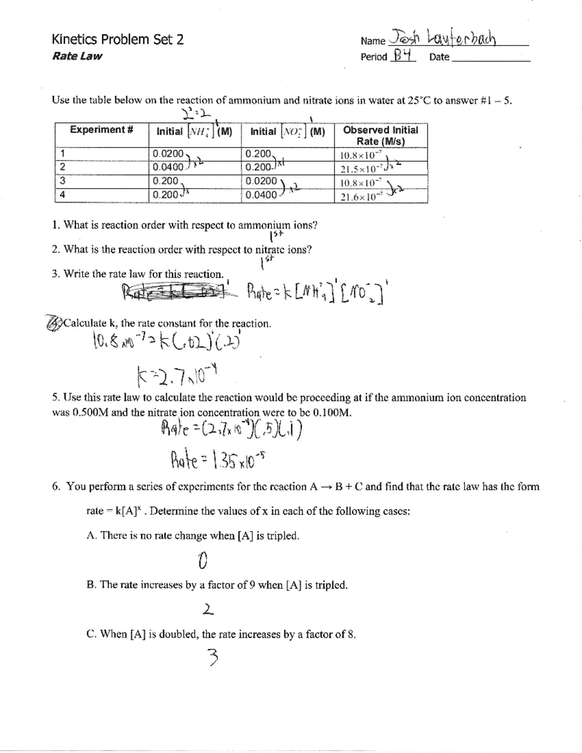 Kinetics Practice 2 - Ap Chemistry With Mrs. Martin - Studocu