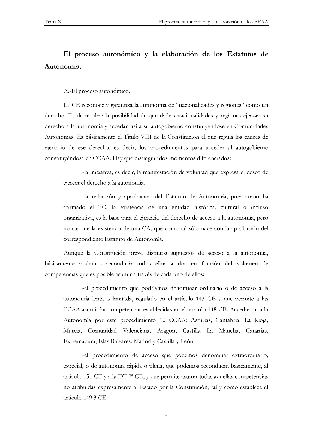 El Proceso Auton Mico Y La Elaboraci N De Los Estatutos De Autonom A ...