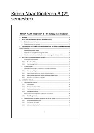 Samenvatting - Kijken Naar Kinderen B: In Dialoog Met Kinderen ...