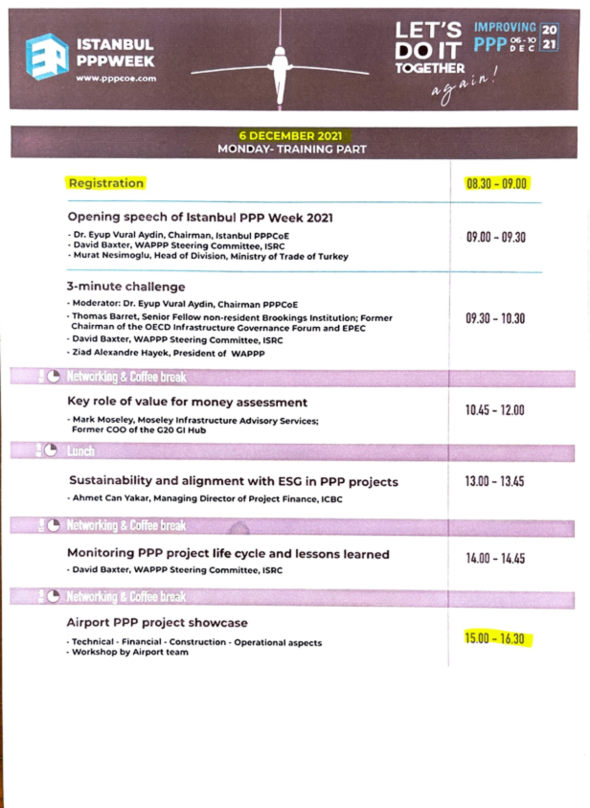 Istanbul PPP Week Program schedule - :.,:;A;'./. _ 6 DECEMBER 2021 ...