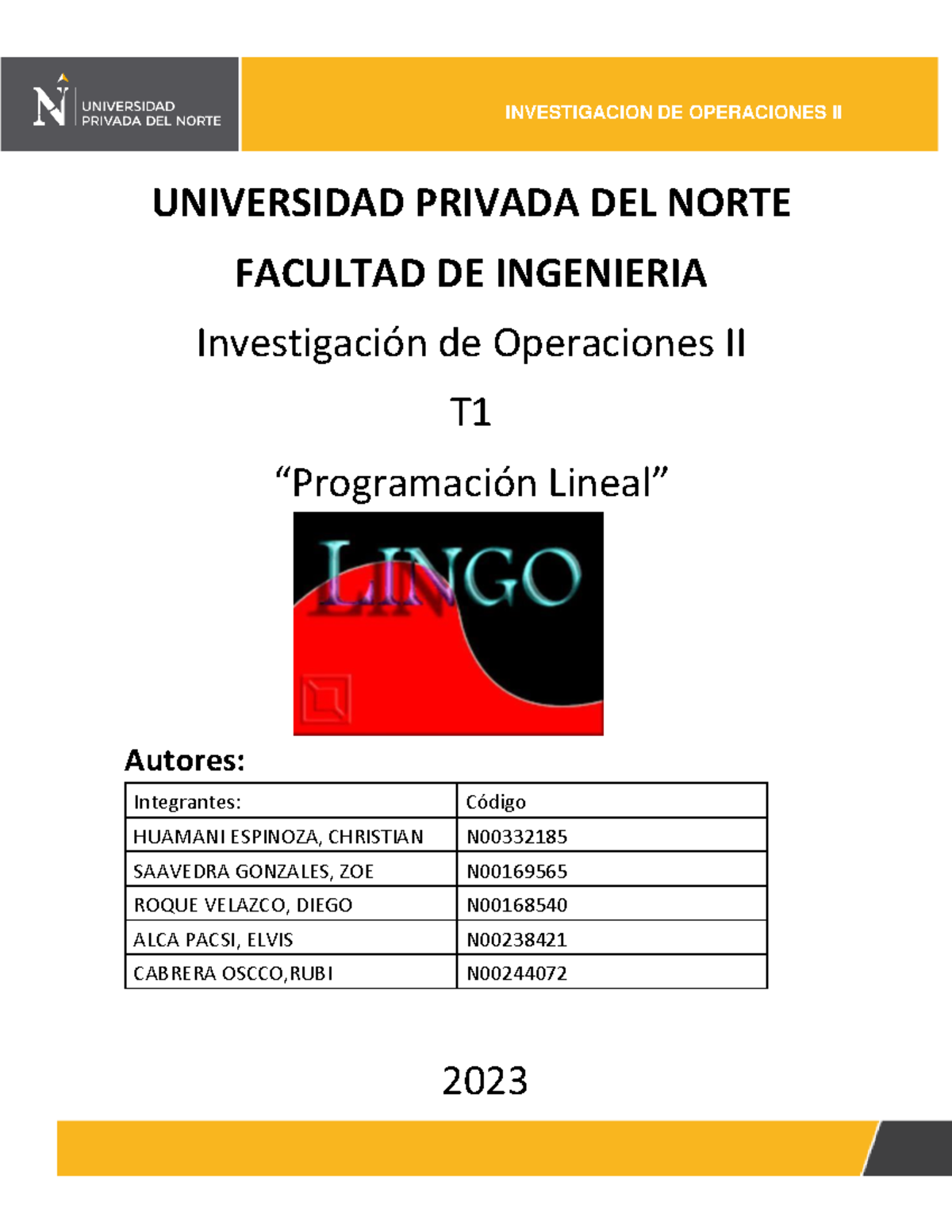 TC1 Invope II Grupo 7 - ................. - UNIVERSIDAD PRIVADA DEL ...
