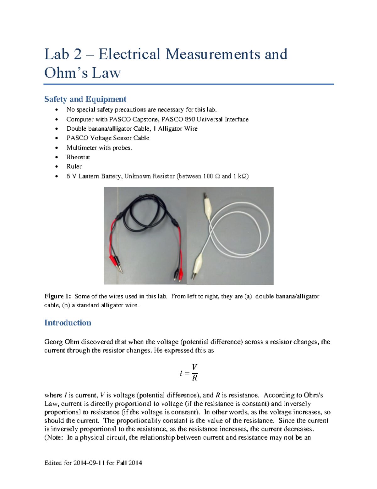 02 Instr Electrical Measurements and Ohms Law Capstone Lab 2