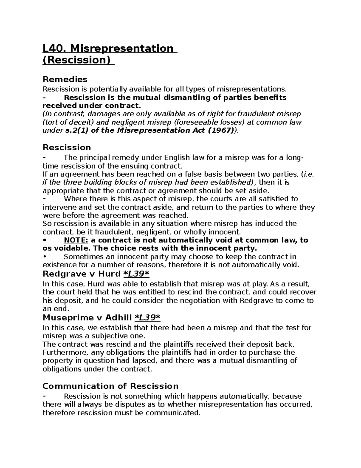 l40-misrepresentation-rescission-l40-misrepresentation