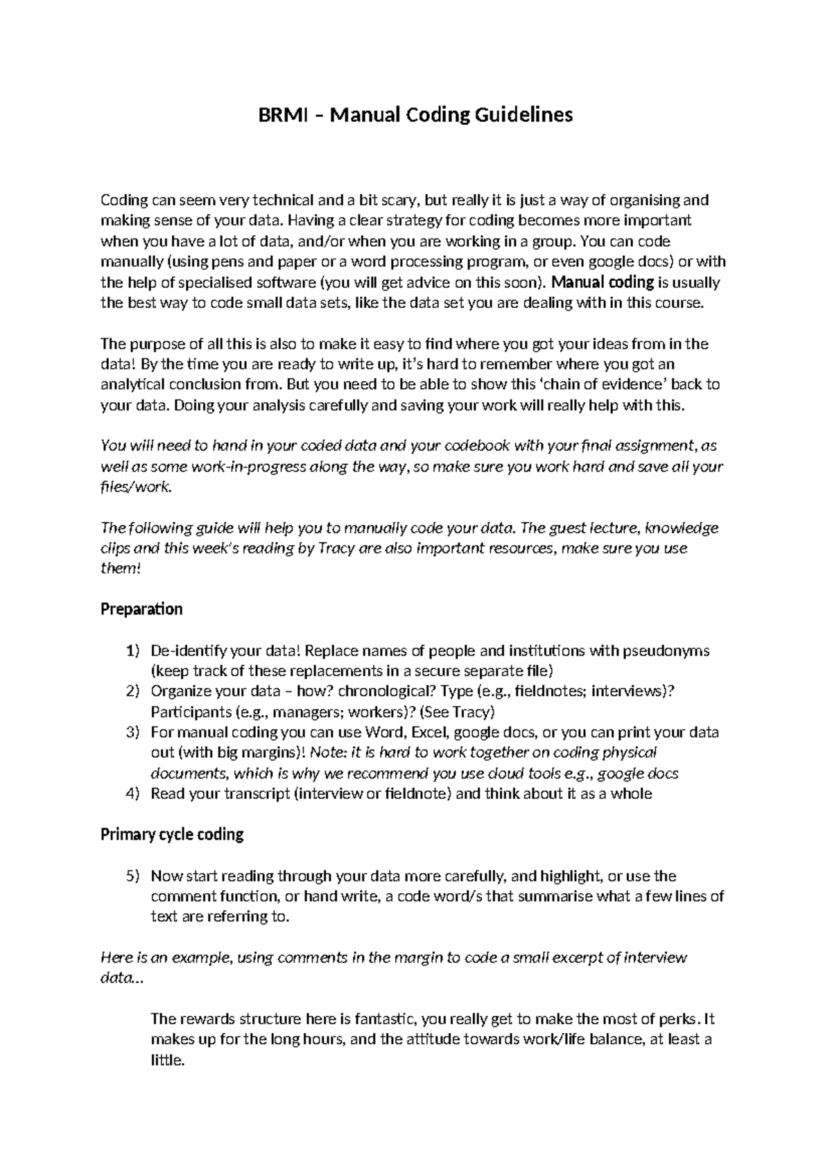 Manual Coding Worksheet - BRMI – Manual Coding Guidelines Coding can ...