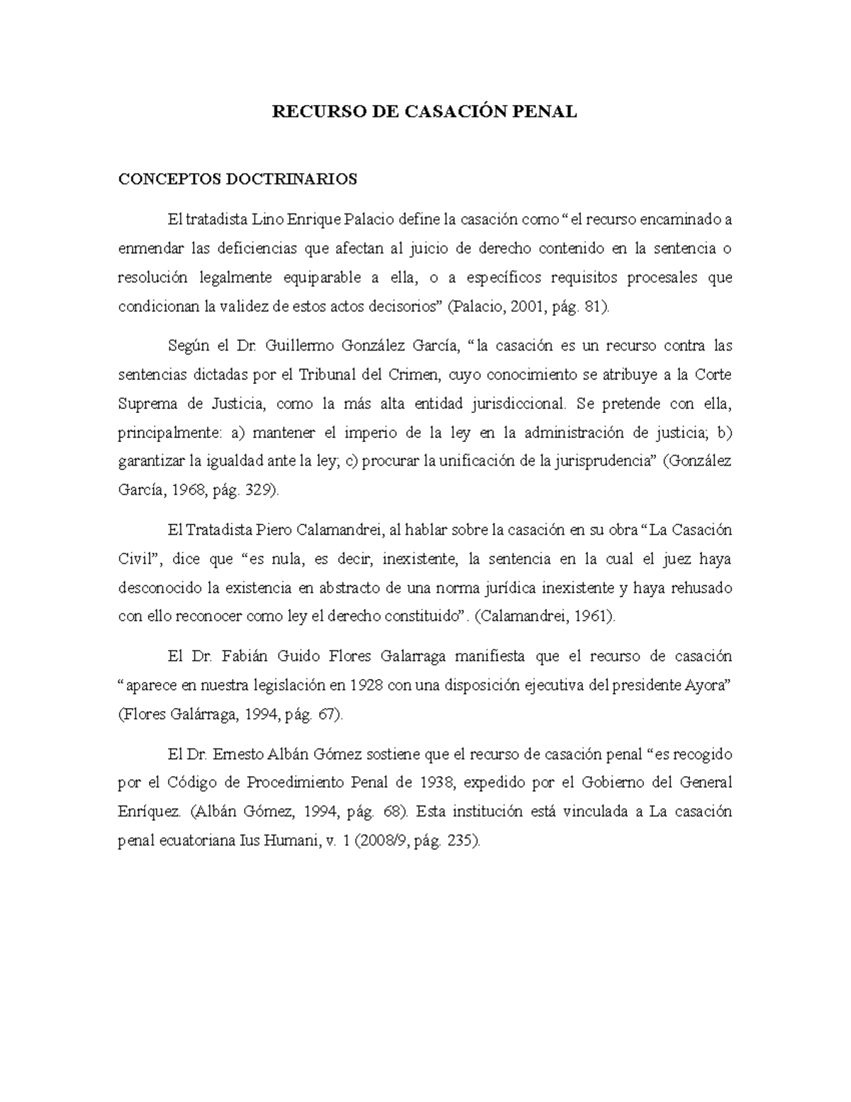 Recurso DE Casación Penal - RECURSO DE CASACIÓN PENAL CONCEPTOS ...