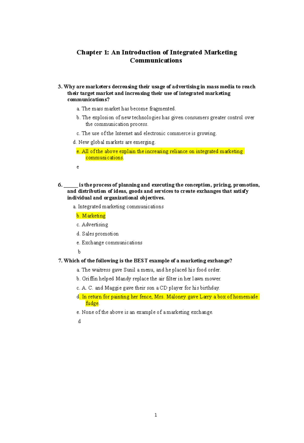 Chapter 1 tbs Chapter 1 An Introduction of Integrated Marketing