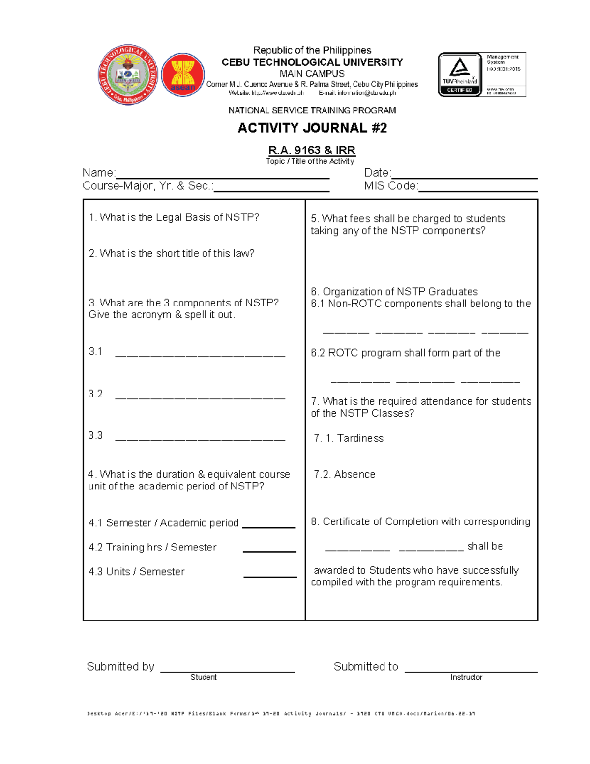 1920 Activity Journal 2 - RA 9163 & It's IRR - Desktop Acer/E:/'19-'20 ...