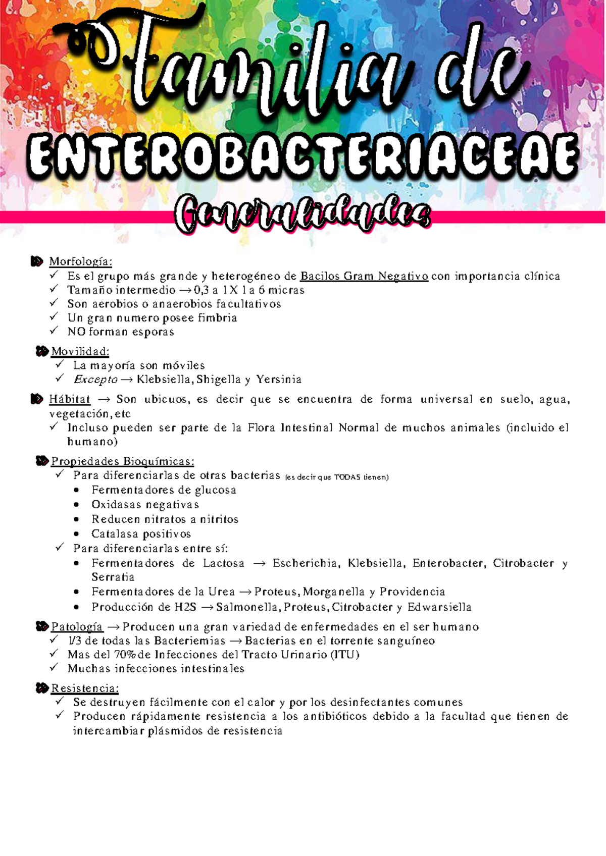 Enterobacteriaceae - Summary Microbiologia - ####### Morfología ...