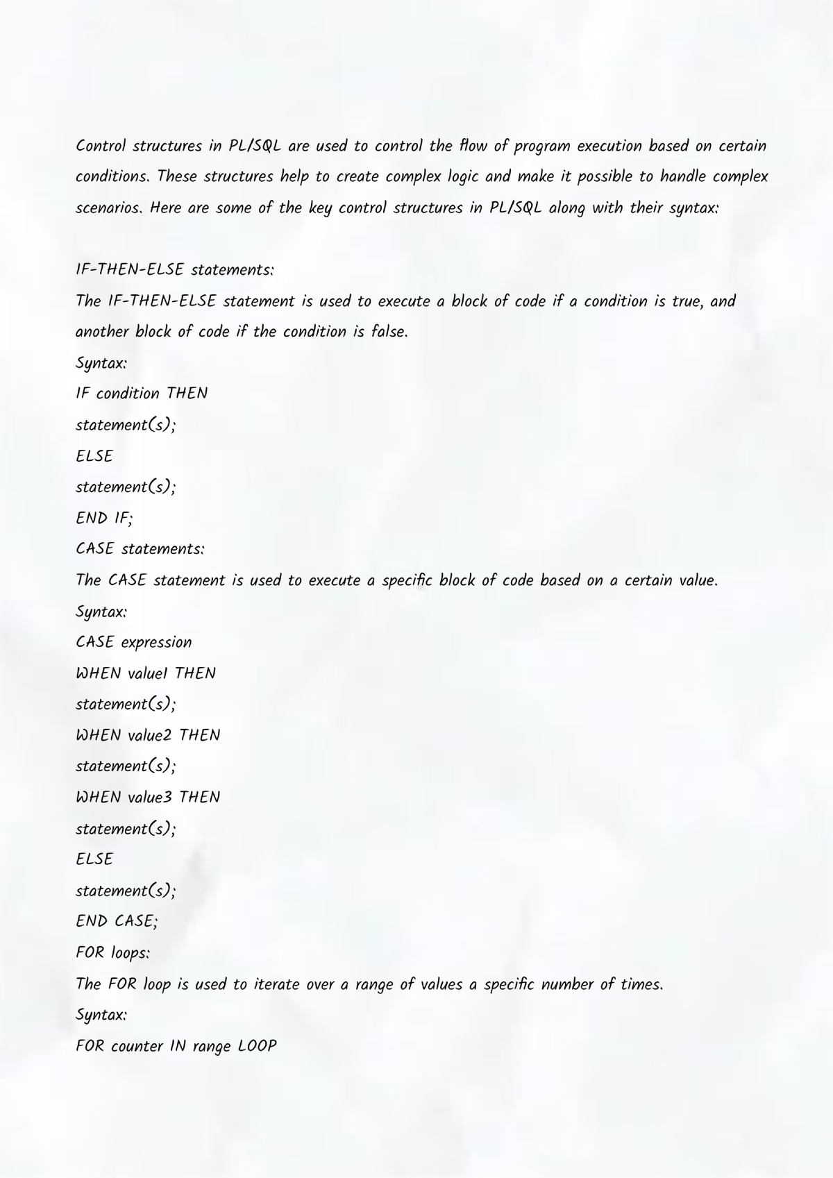 control-structure-of-pl-sql-computer-science-studocu