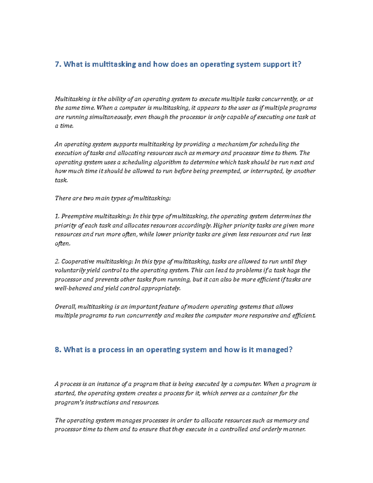 Operating systems 2 - 7. What is multitasking and how does an operating ...