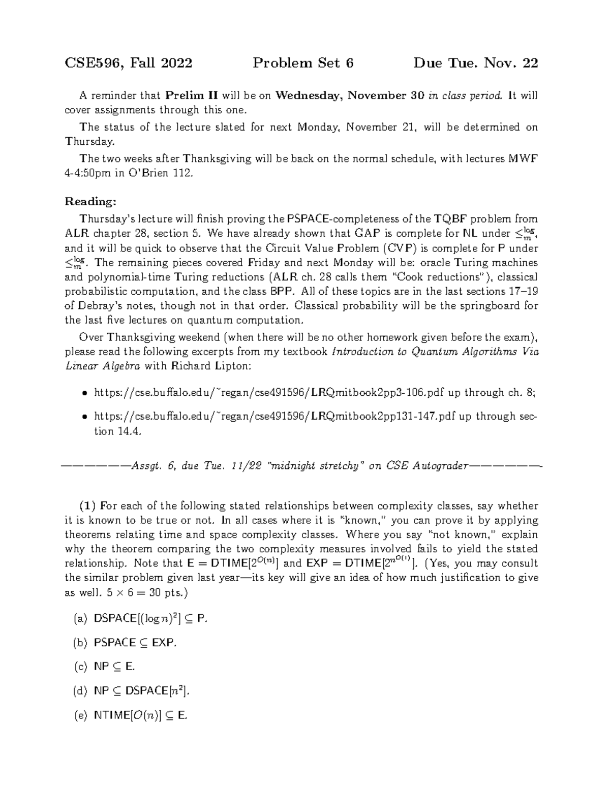 CSE596 Fall 2022 Problem Set 6 Due Tue. Nov. 22 - Studocu