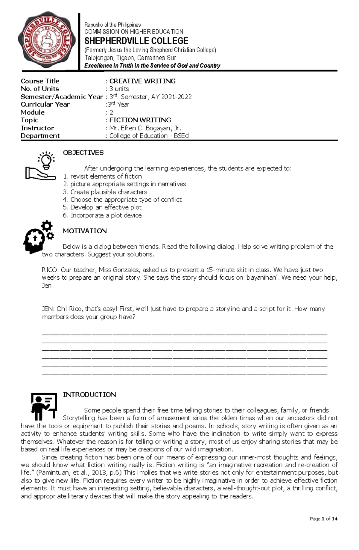 Module 2 Creative Writing - Republic of the Philippines COMMISSION ON ...