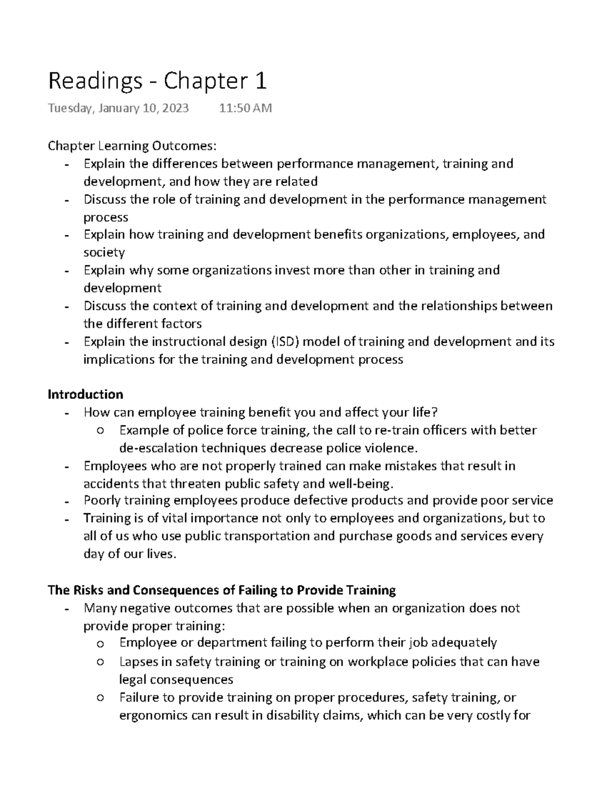 Lesson 2 - Readings - Chapter Learning Outcomes: Explain the ...