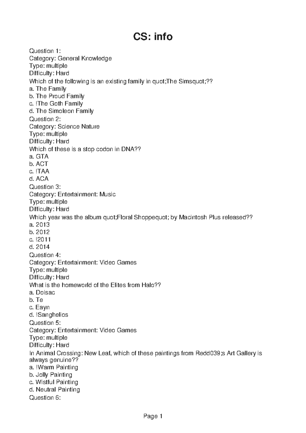 CS 245-Practice-9 - PRatice problems - CS: info Question 1: Category ...