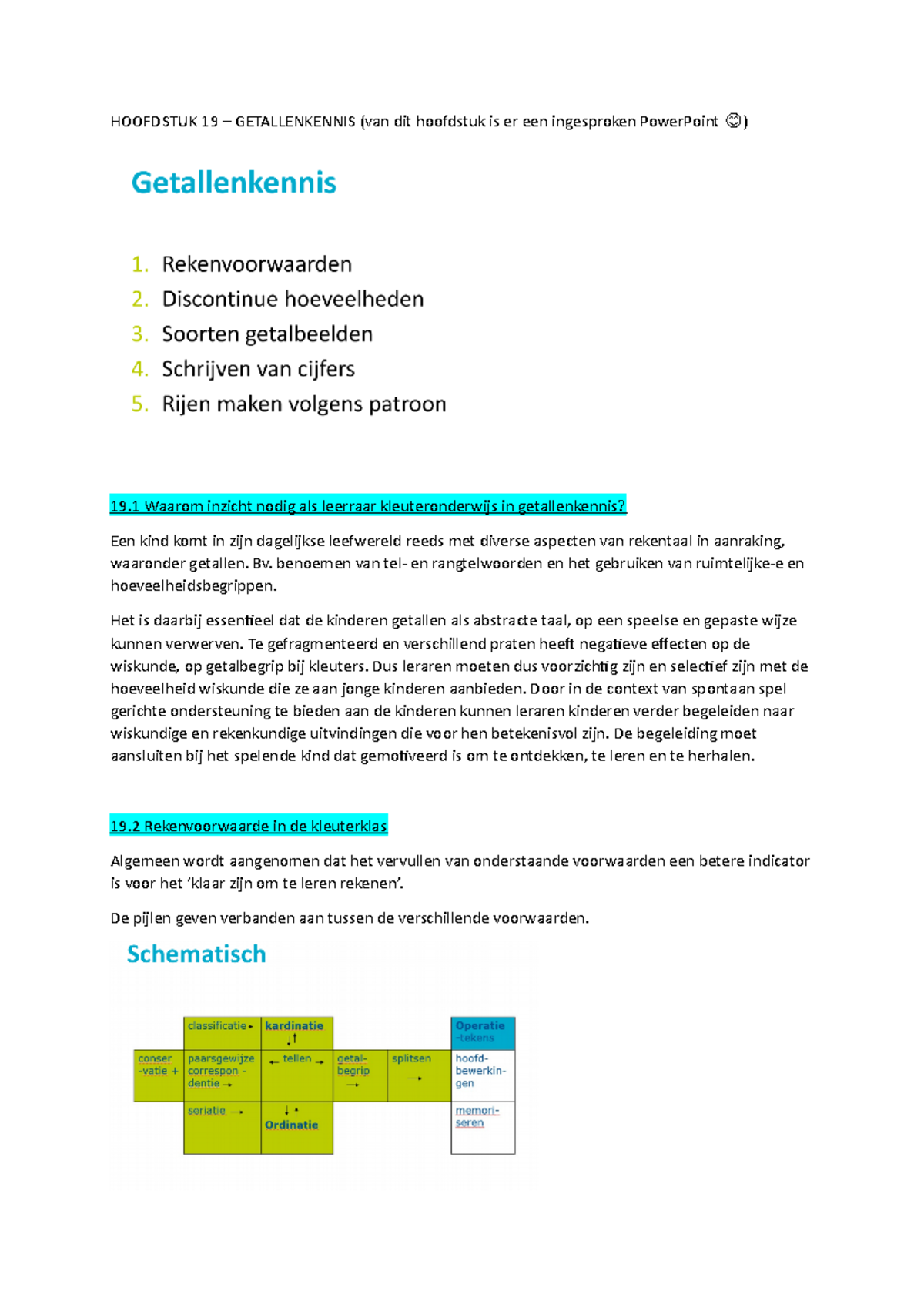 Hoofdstuk 19 - Samenvatting - HOOFDSTUK 19 – GETALLENKENNIS (van Dit ...