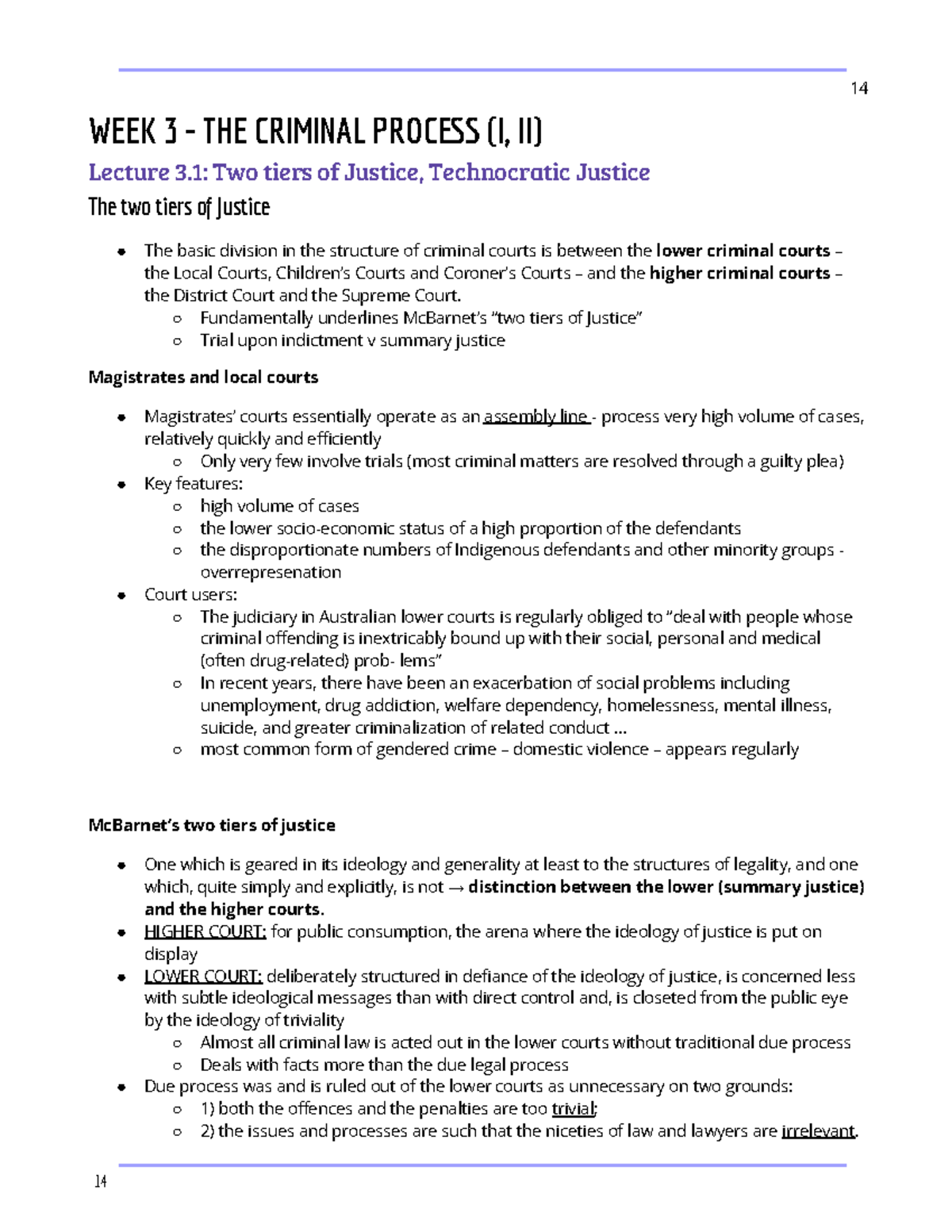 Distinction LAWS1021 Crime And Criminal Process - Wk 3 Two Tiers Of ...