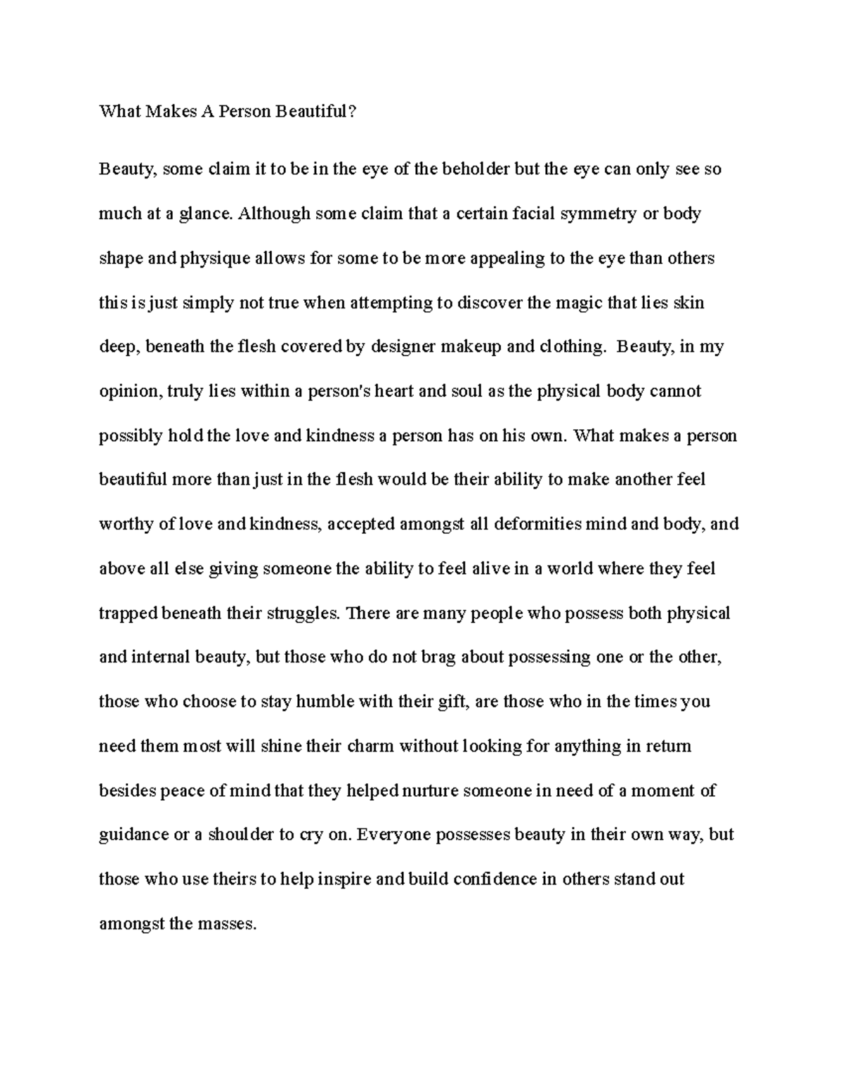 what makes a person beautiful essay 300 words