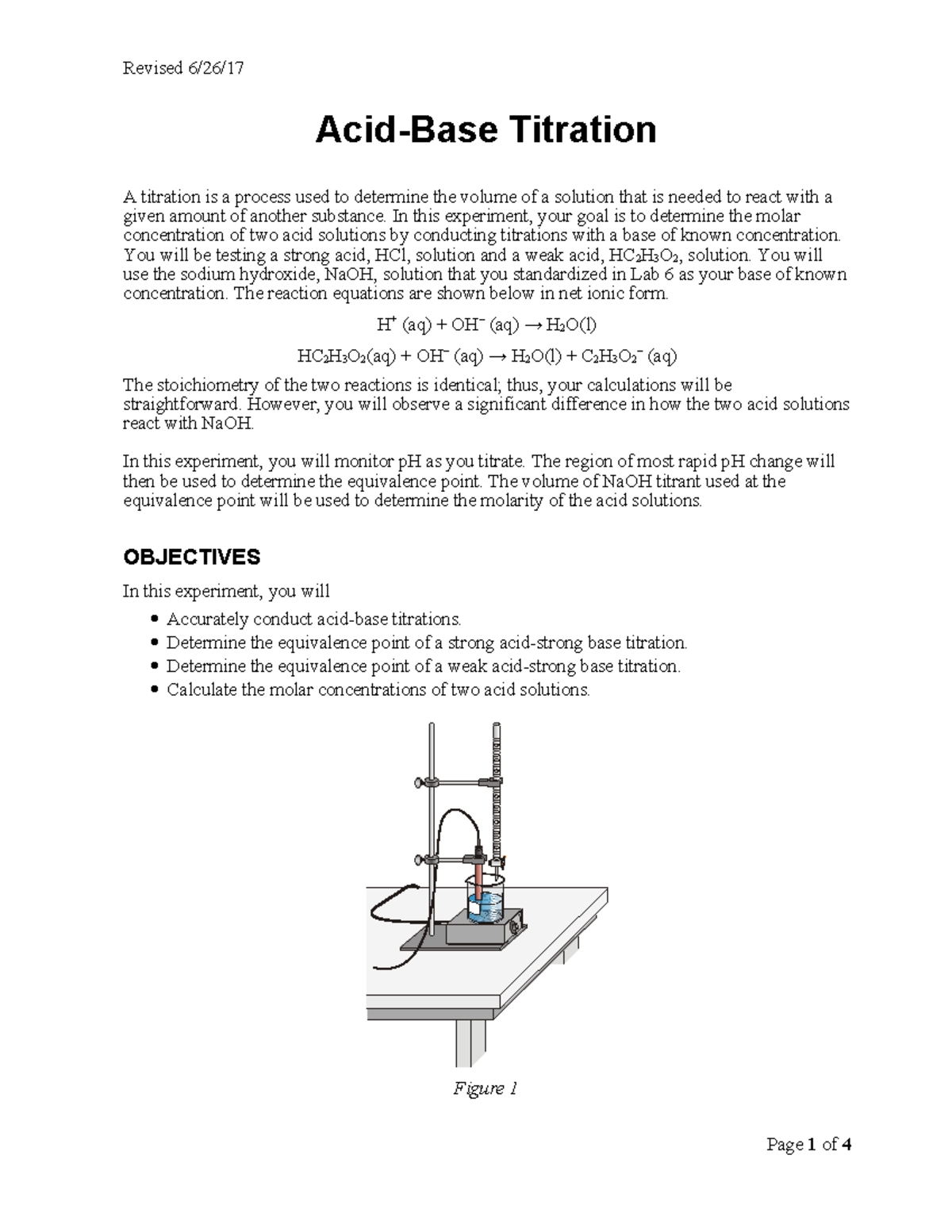 Acid - Base Titration using p H Sensor-2 - Acid-Base Titration A ...