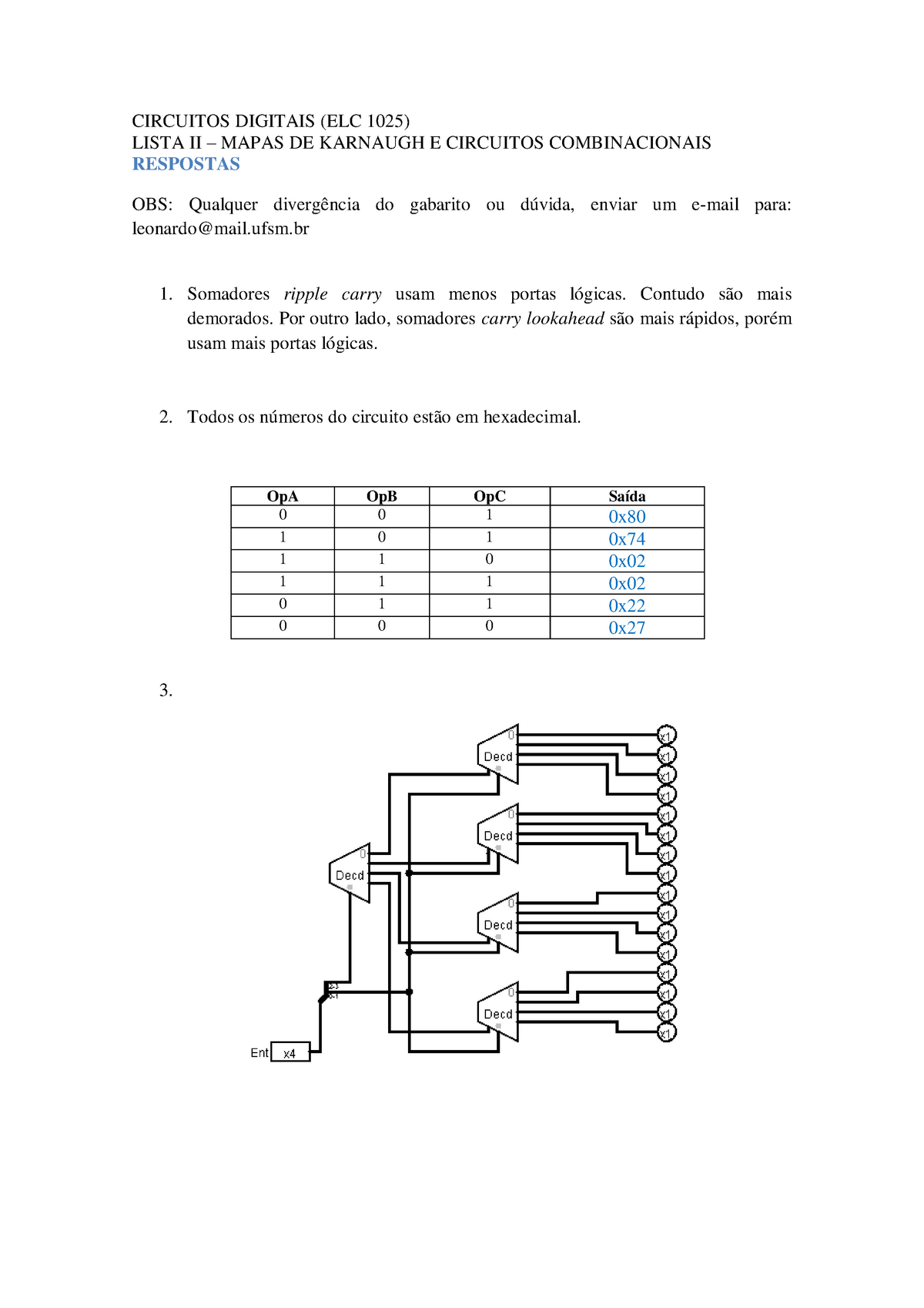 Respostas Lista-II-Circuitos Combinacionais - CIRCUITOS DIGITAIS (ELC ...