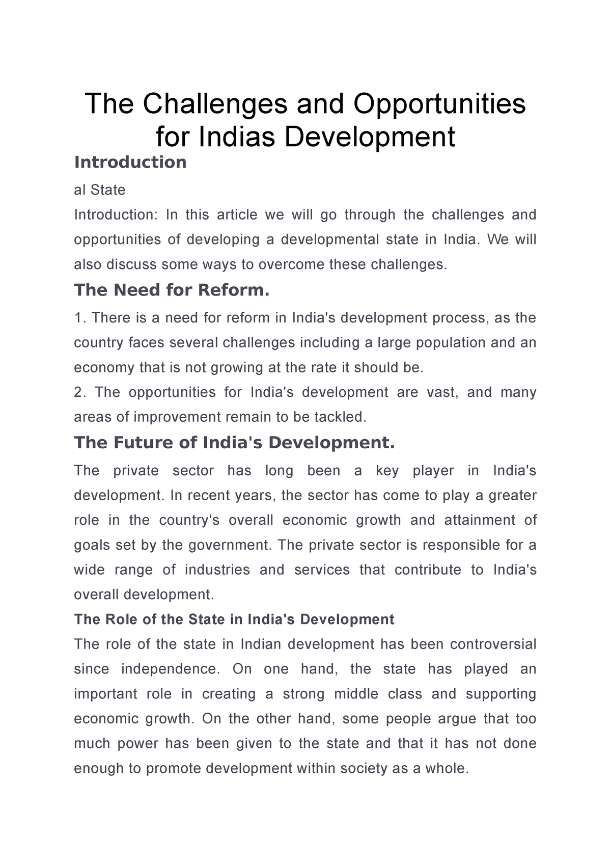 The Challenges And Opportunities For Indias Development The Challenges And Opportunities For