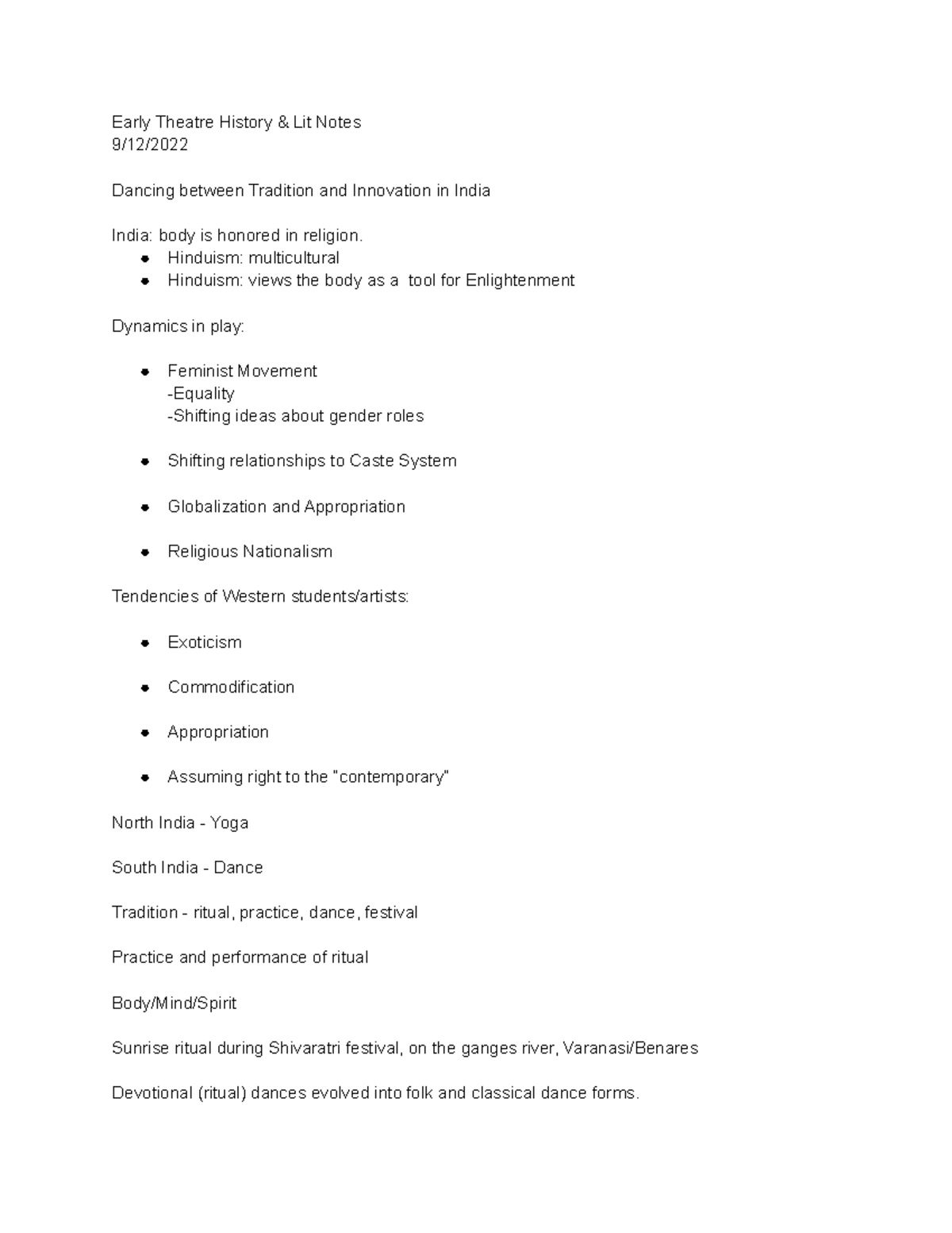 Early Theatre History and Lit - Early Theatre History & Lit Notes 9/12 ...