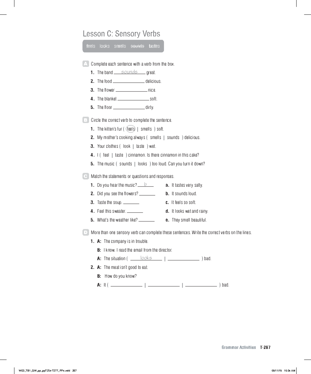 World english 3e level 1 grammar activities unit 7 lesson c - Grammar ...