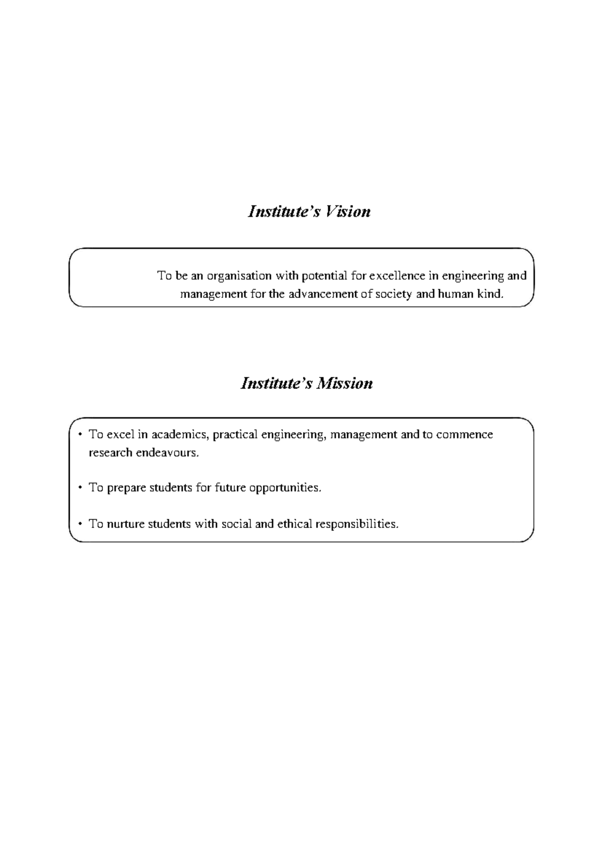 Exp 1ml - Institute’s Vision To be an organisation with potential for ...