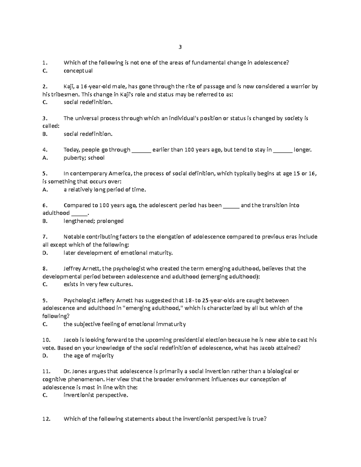 Chapter 3 Test Revised - PRACTICE TEST - 3 Which Of The Following Is ...