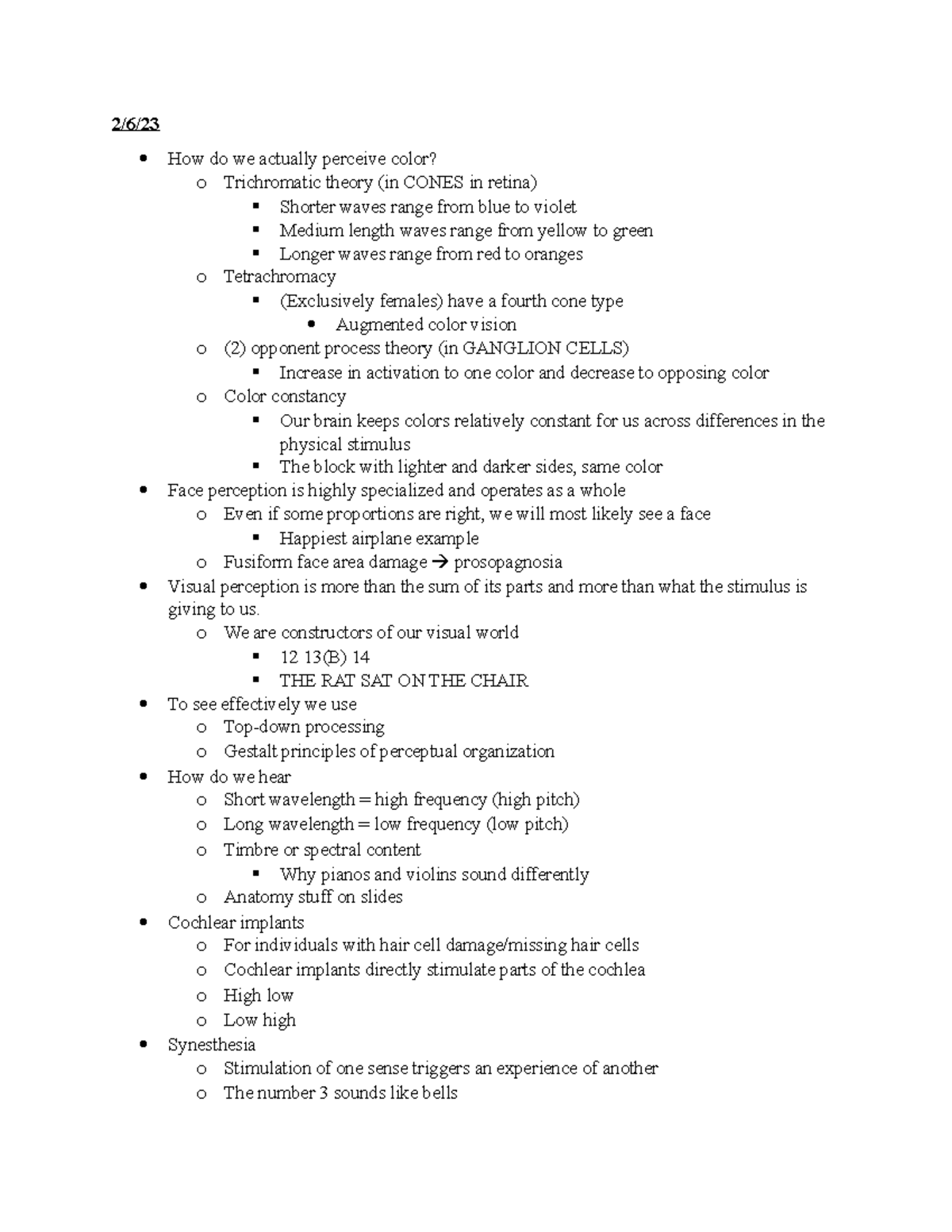 Random psych notes - 2/6/ How do we actually perceive color? o ...