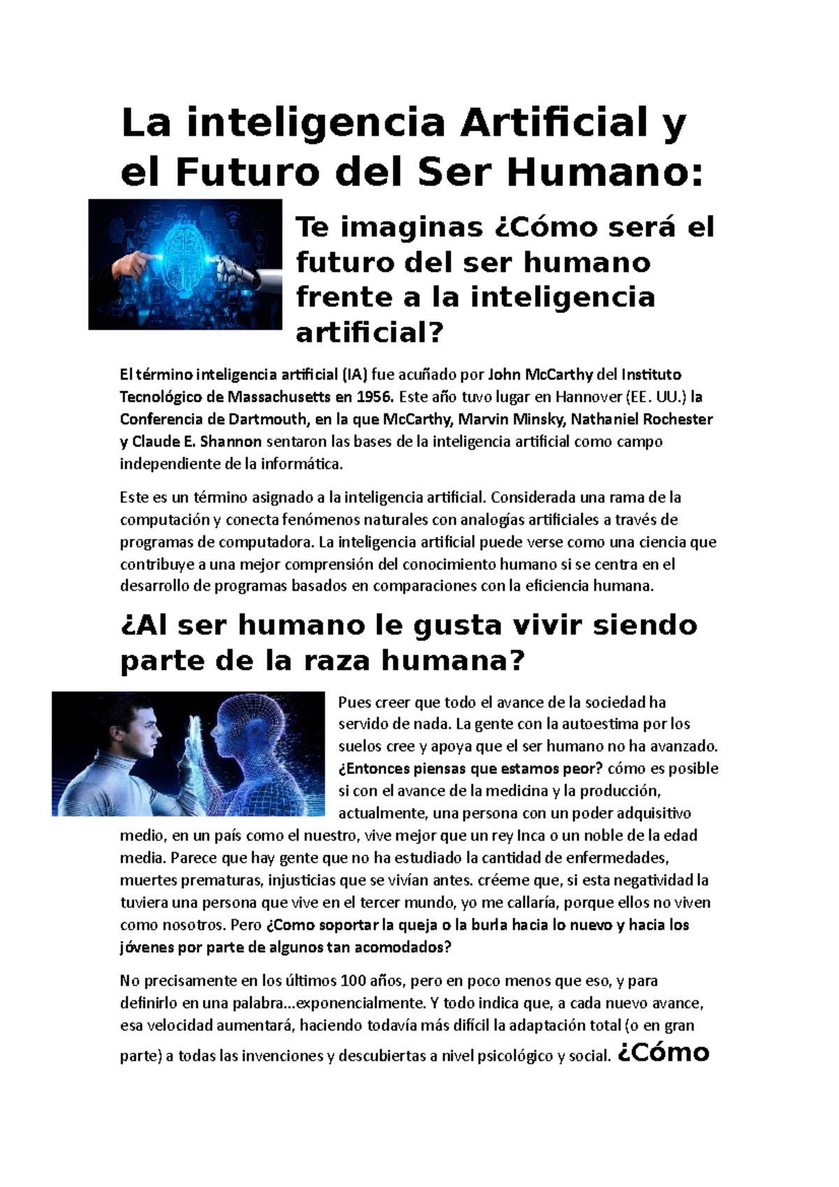 LA Inteligencia Artificial Y EL Futuro DEL SER Humano - La inteligencia ...
