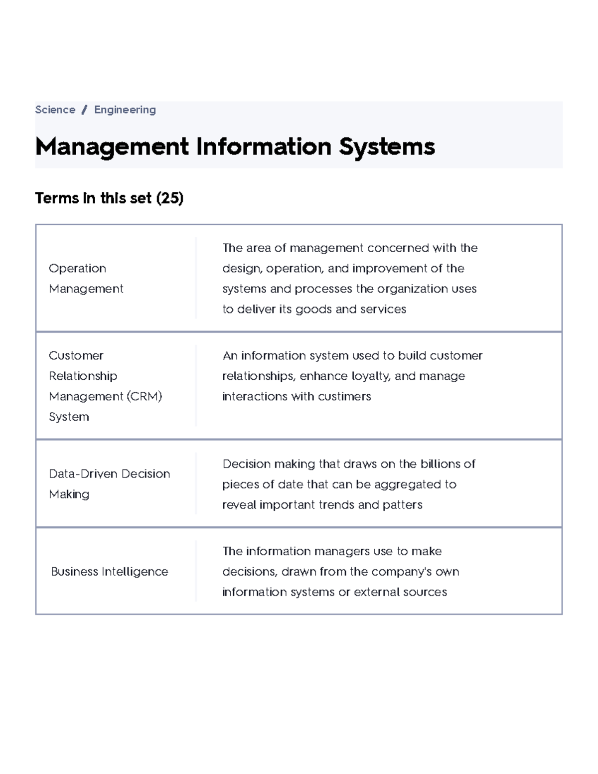 Management Information Systems Flashcards Quizlet - Management ...