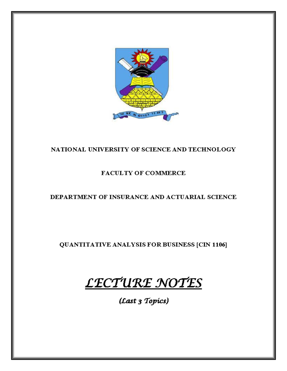 zimbabwe open university assignment cover page