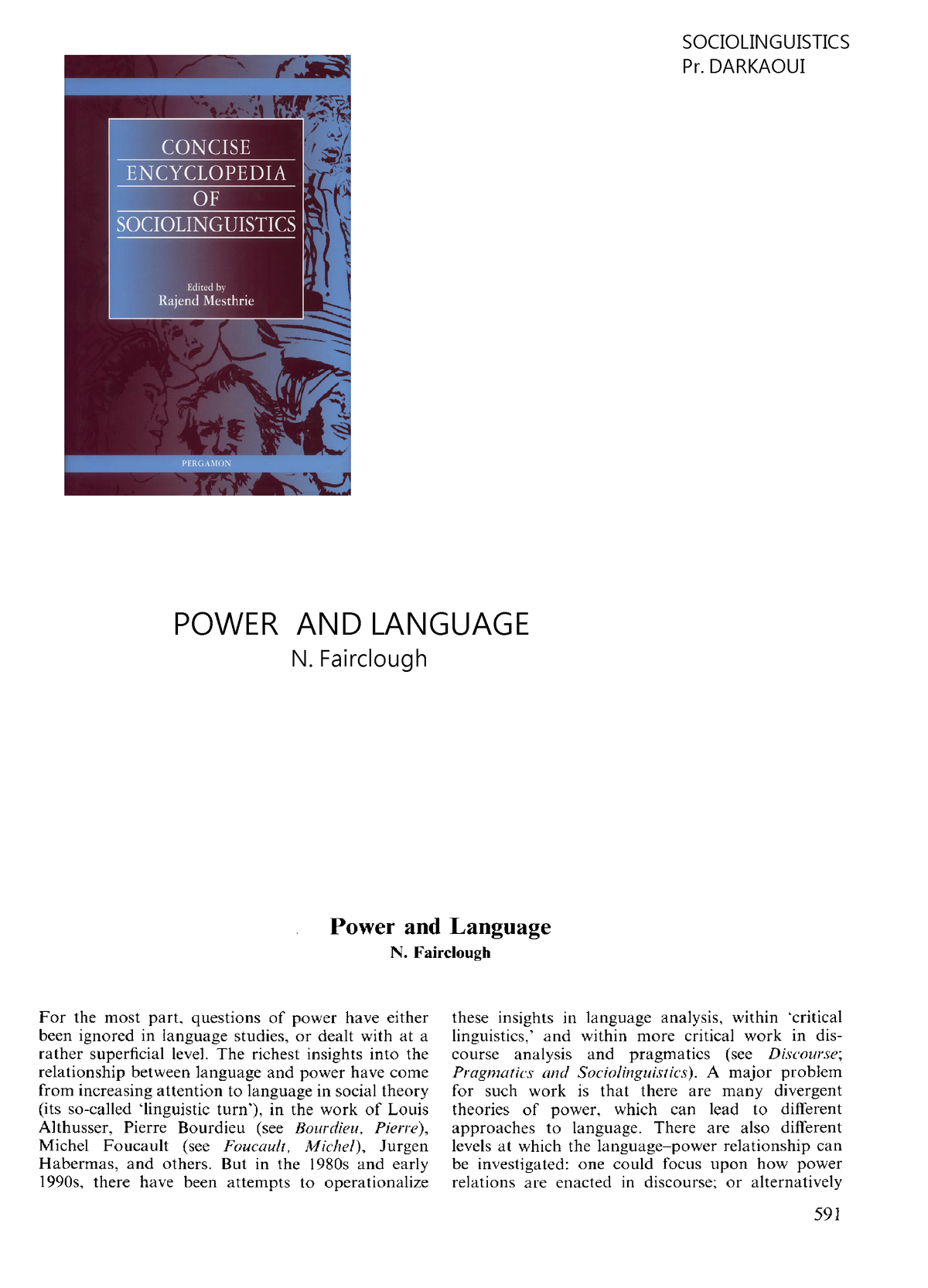 thesis on language and power