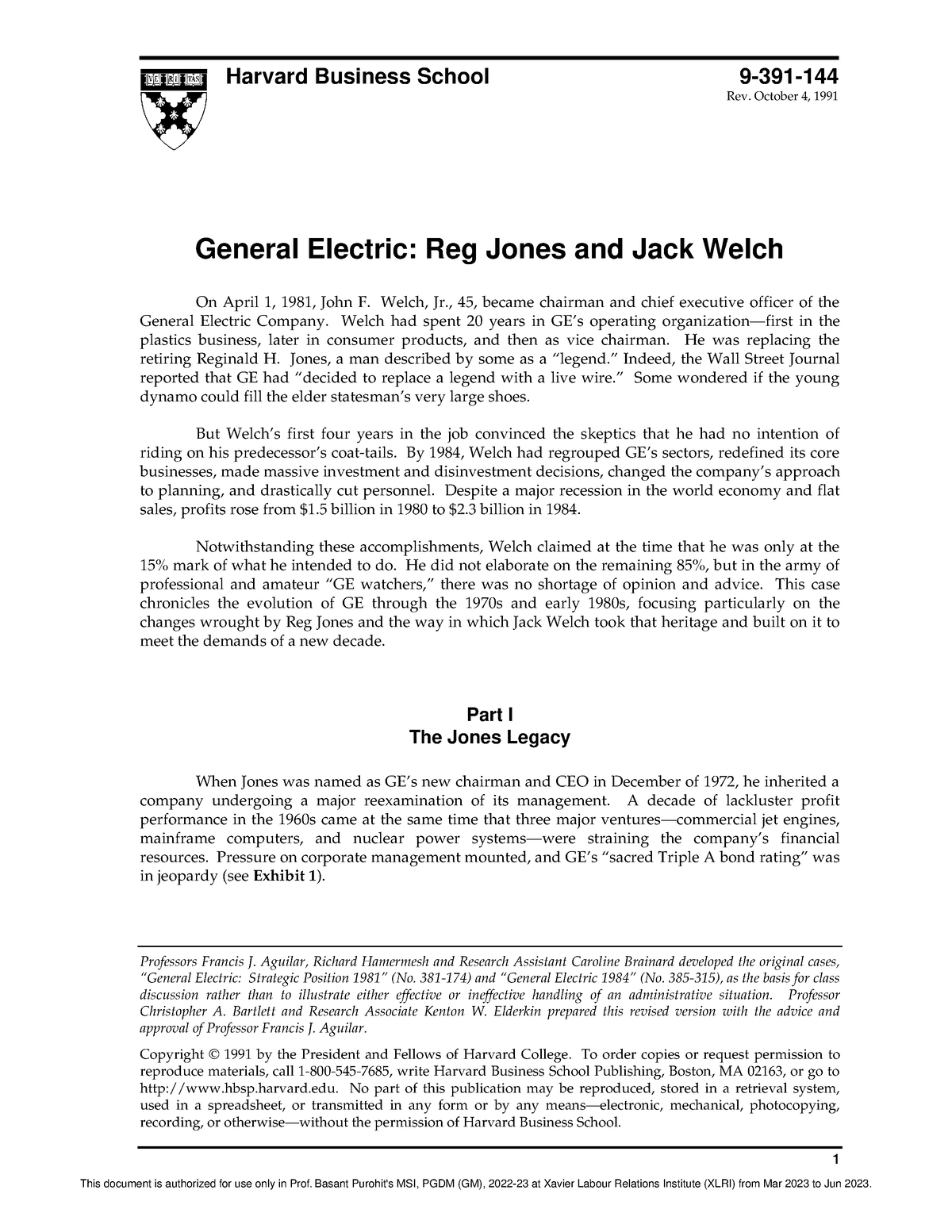 general electric harvard case study