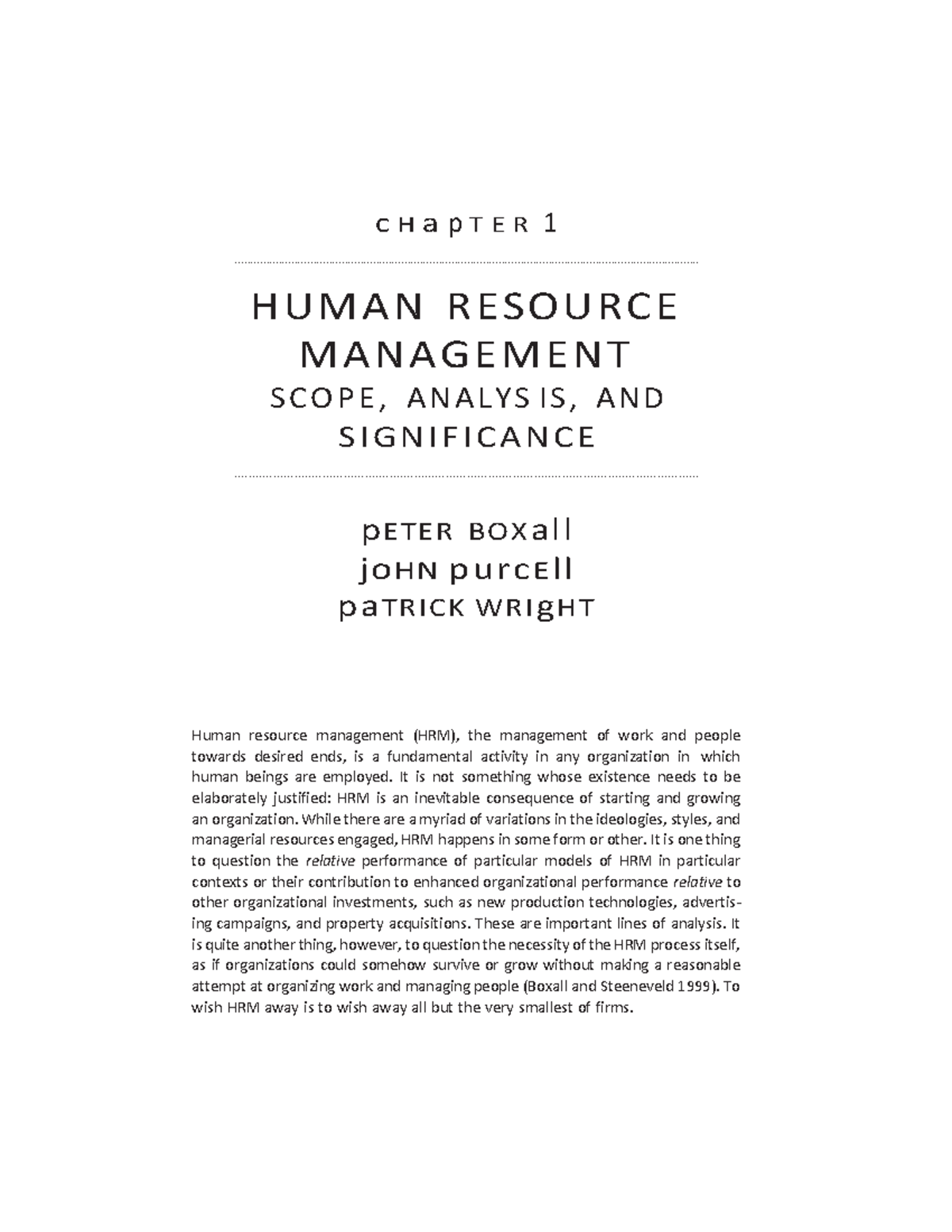 Human Resource Management Scope, Analysis, and Significance - c H a p T ...