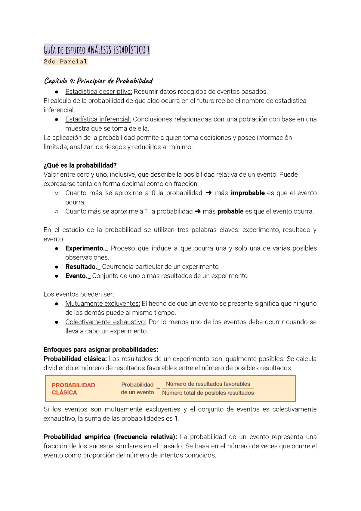 Guía De Estudio Análisis Estadístico 1 - Guía De Estudio ANÁLISIS ...