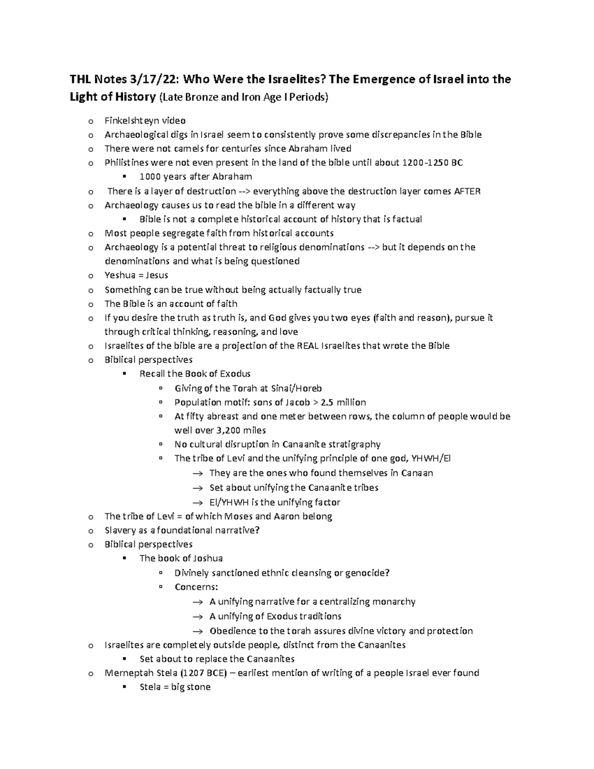 THL Notes 3 - Who Were the Israelites? - THL Notes Who Were the ...