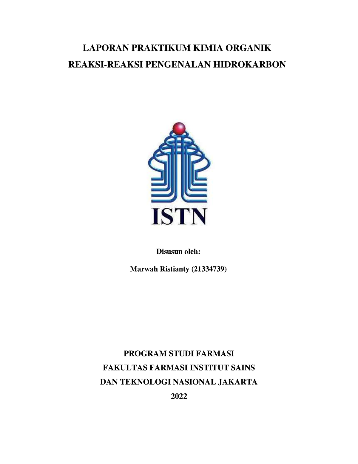 Marwah Ristianty Laporan Praktikum Kimia Organik Hidrokarbon Laporan