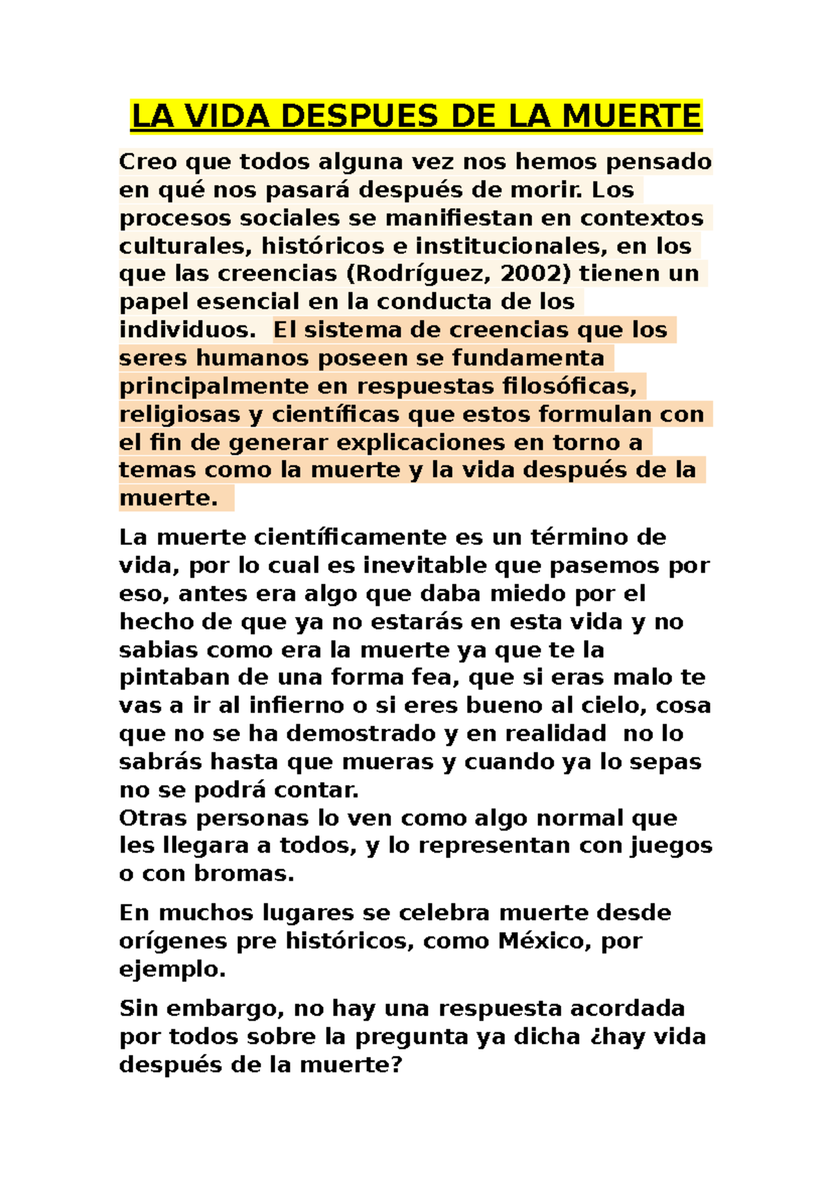 LA VIDA Despues DE LA Muerte - LA VIDA DESPUES DE LA MUERTE Creo que ...