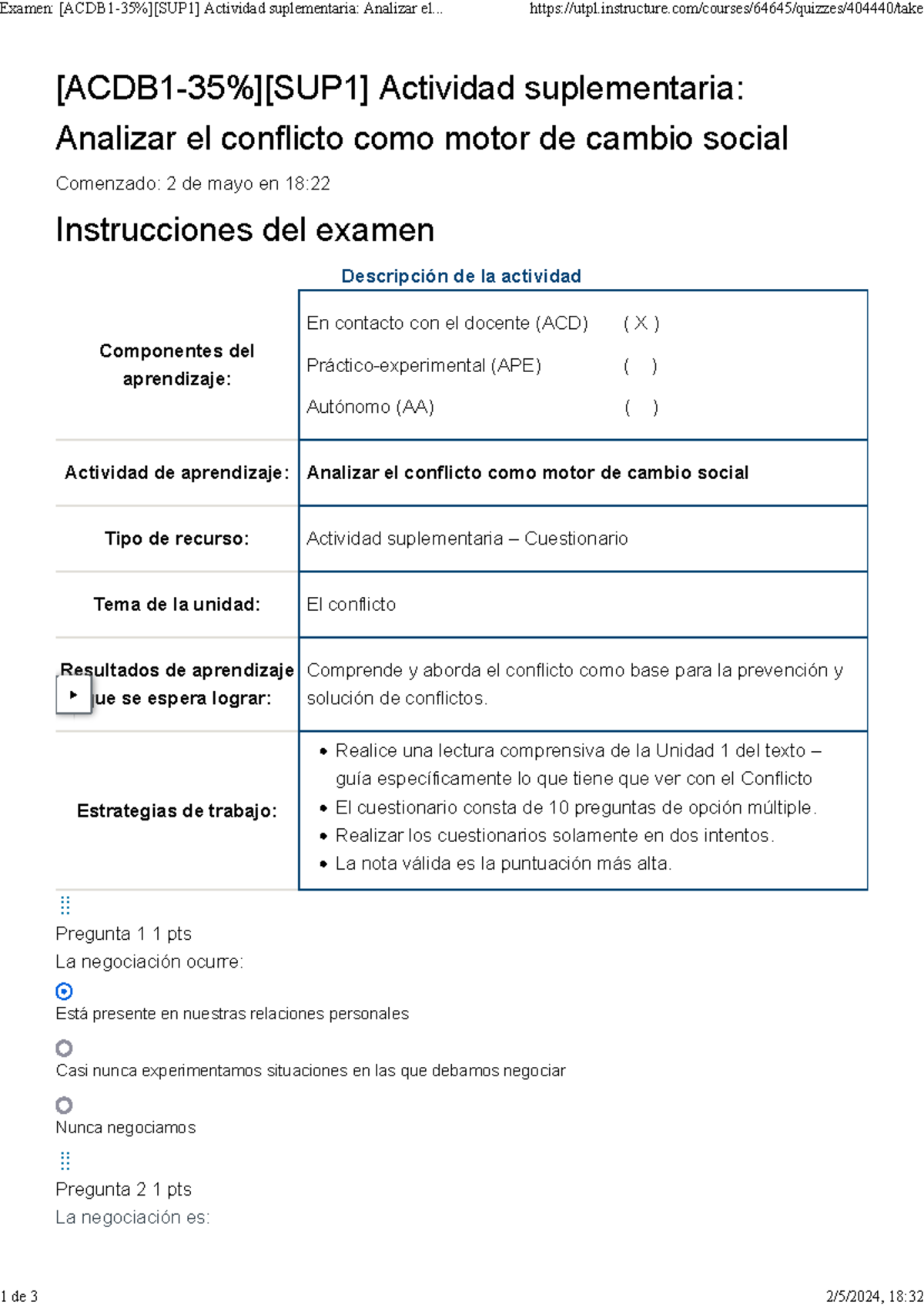 Examen [ACDB 1-35 ][SUP 1] Actividad Suplementaria Analizar El ...