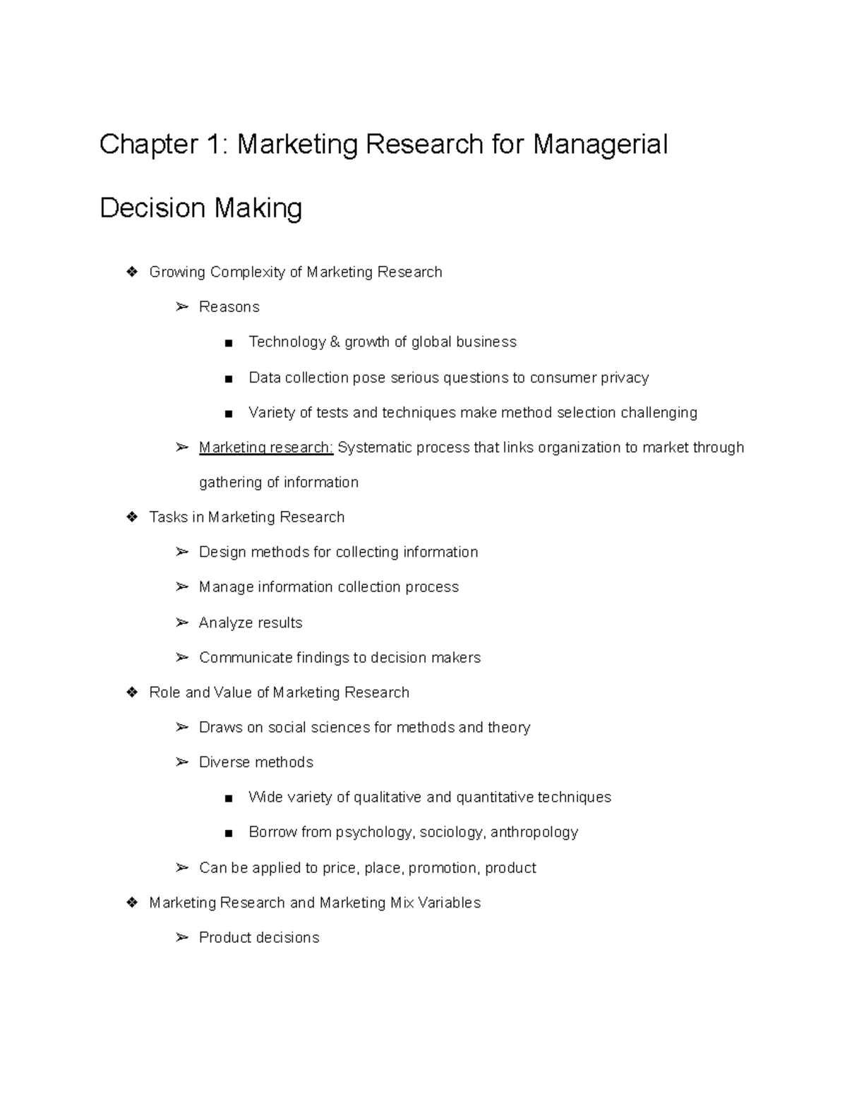 MKTG330 Chapter 1 - Chapter 1: Marketing Research For Managerial ...