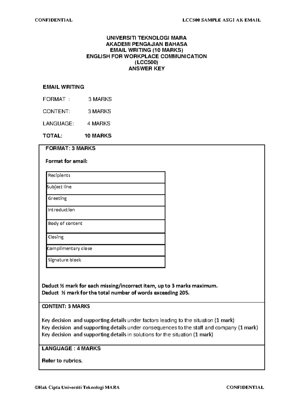 LCC500 ASG1 Sample Email - CONFIDENTIAL LCC500 SAMPLE ASG1 AK EMAIL ...