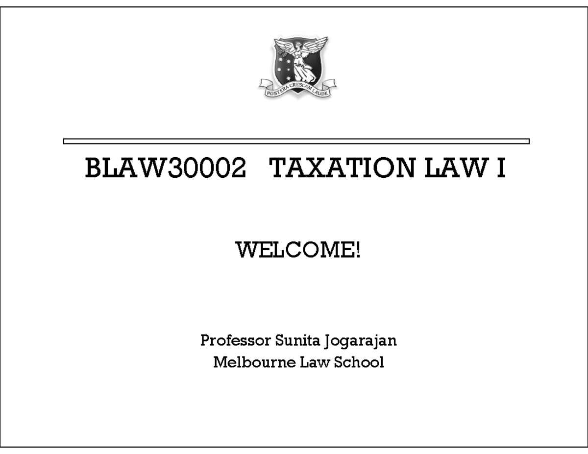 Lecture 1 Slides - A Brief Rundown Of The Australian Tax System And The ...