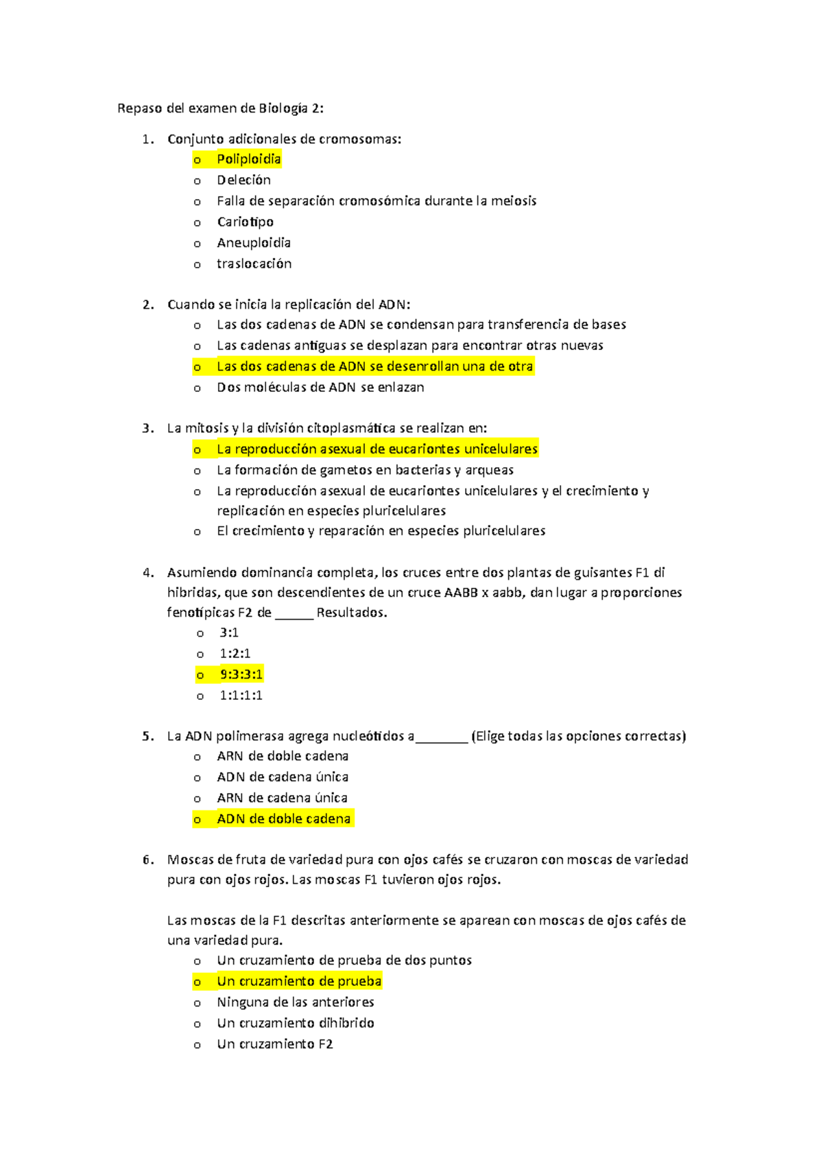 Primer Examen De Biologia 2: Genetica Mendel - Repaso Del Examen De ...