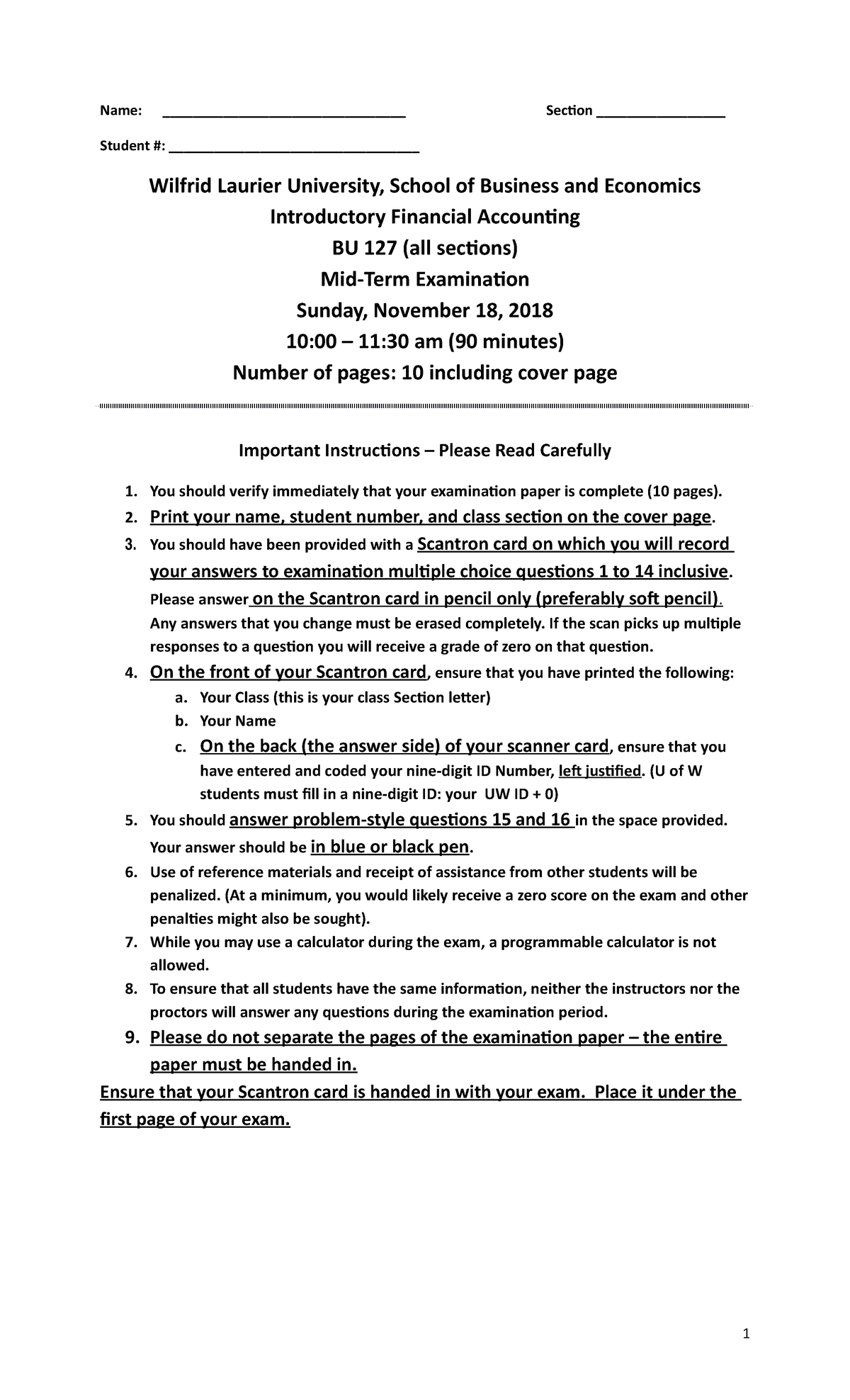 Midterm 2 18 November 2018, questions - Name ...