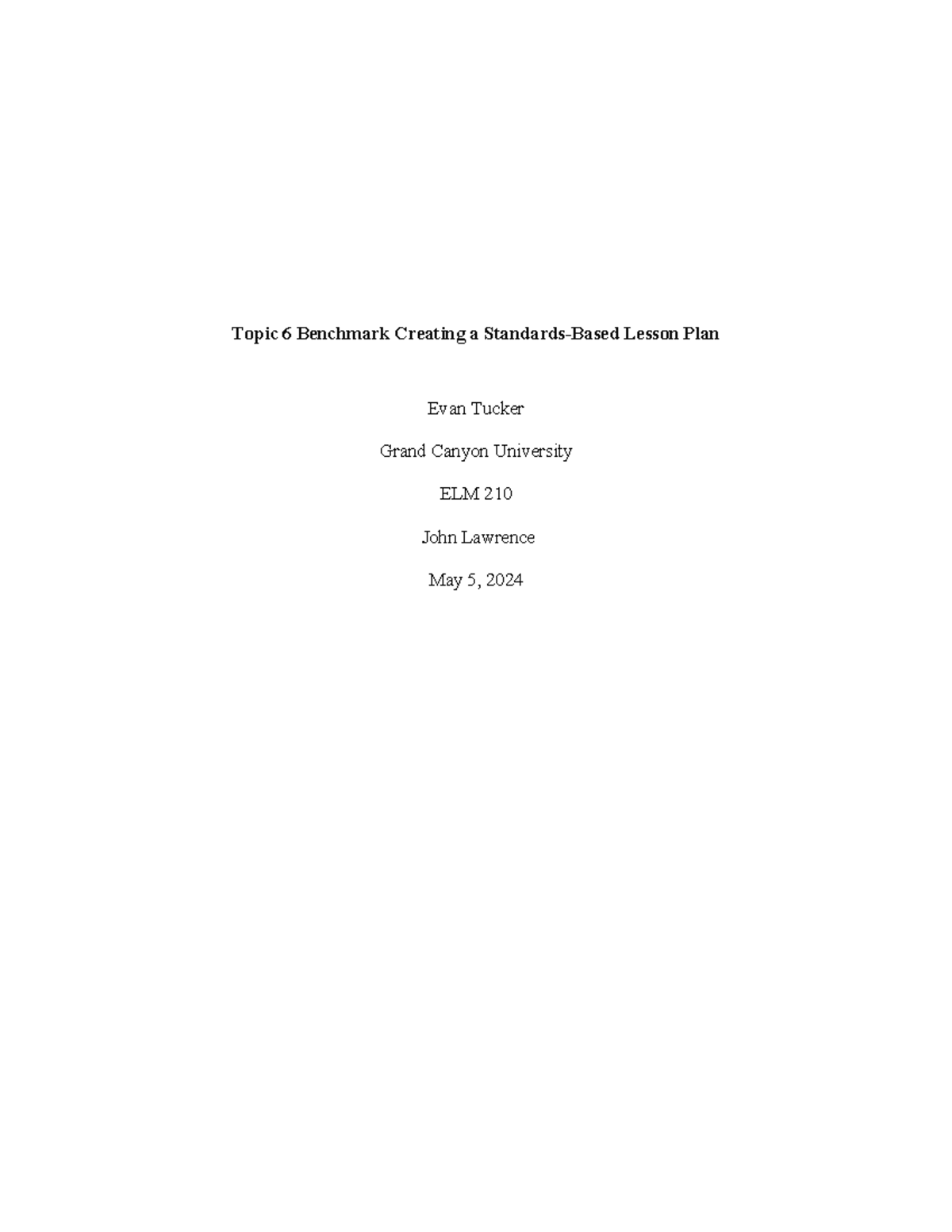 Document 40 topic 6 1 n a topic 6 benchmark creating a standards