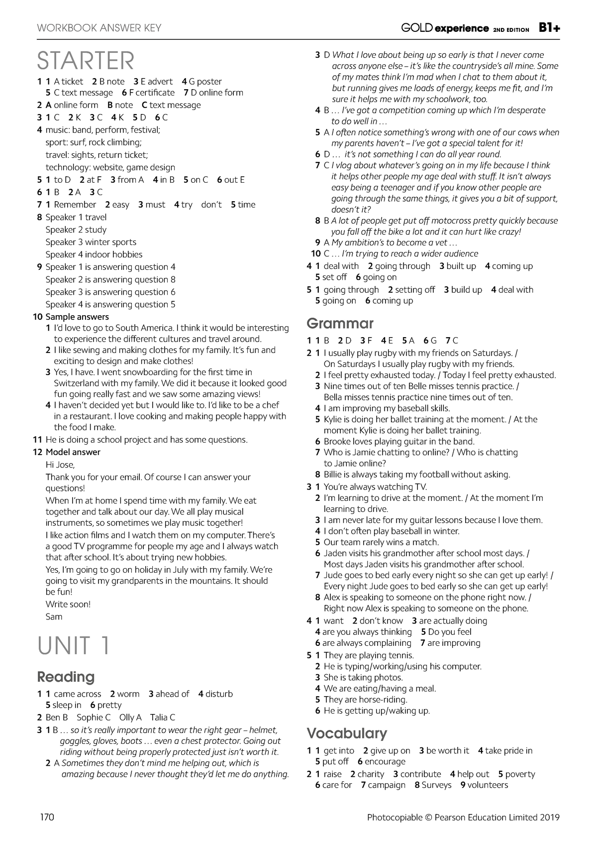 Gold Exp B1P WB Answer Key book - Studeersnel