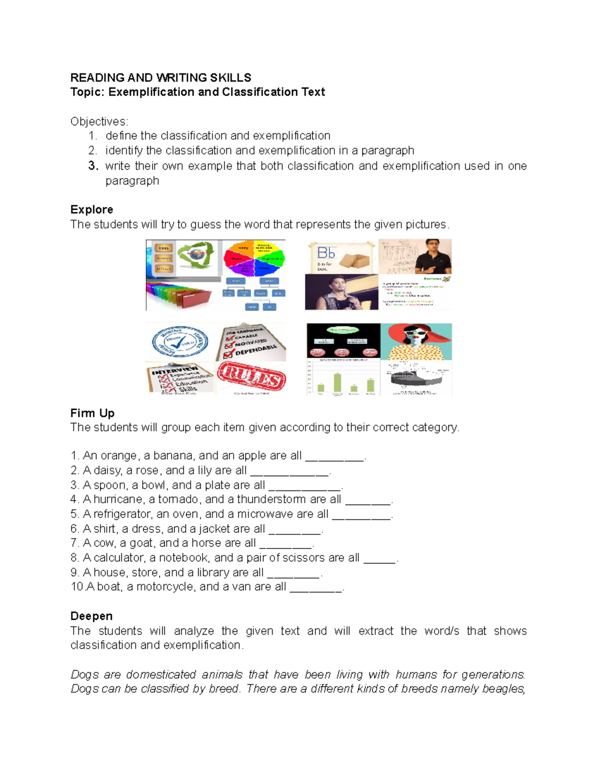 Learning Plan 0919 adfnafiuhrffajf READING AND WRITING SKILLS