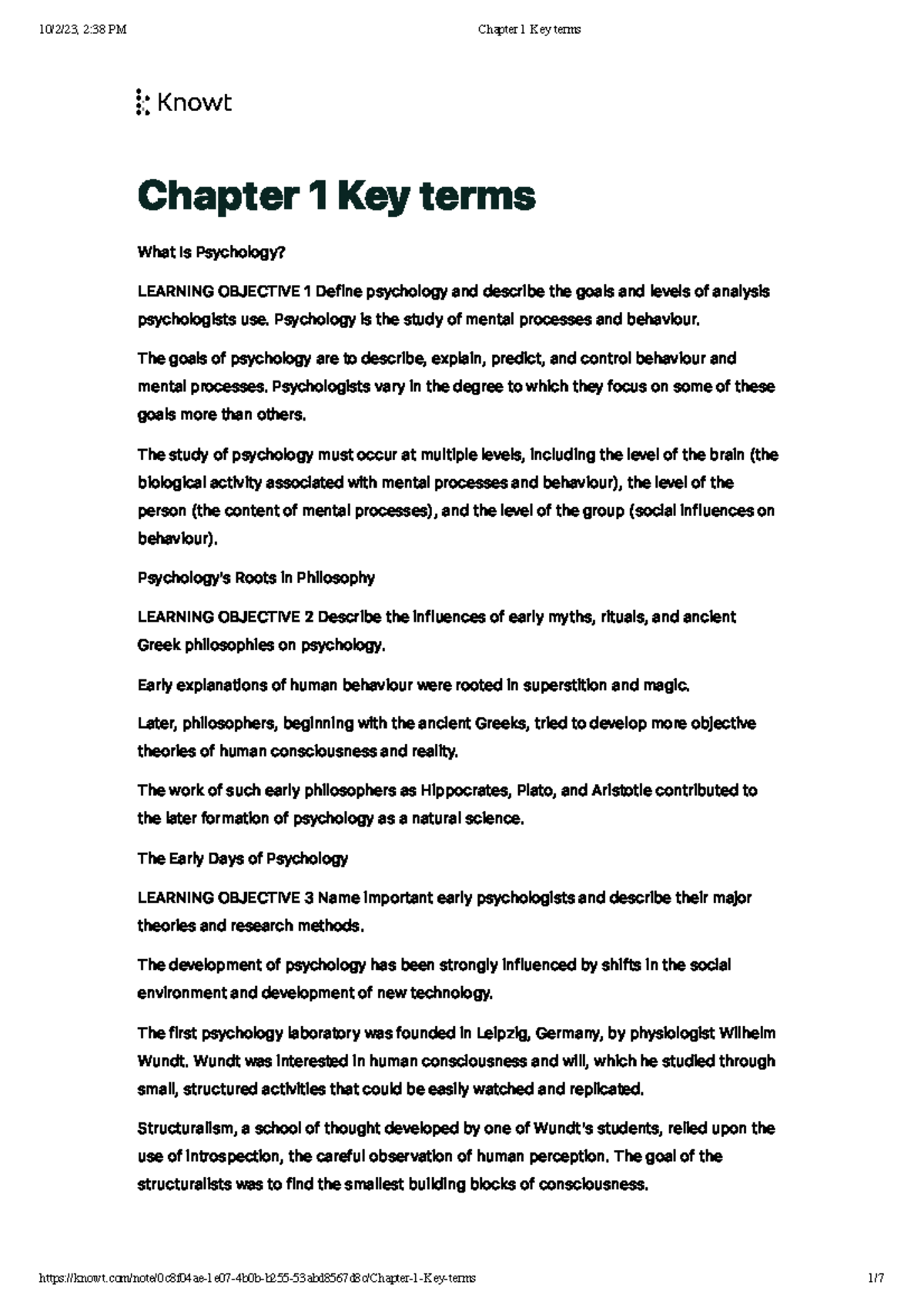 Chapter 1 Key terms C h a p te r 1 Key te r m s What Is Psychology