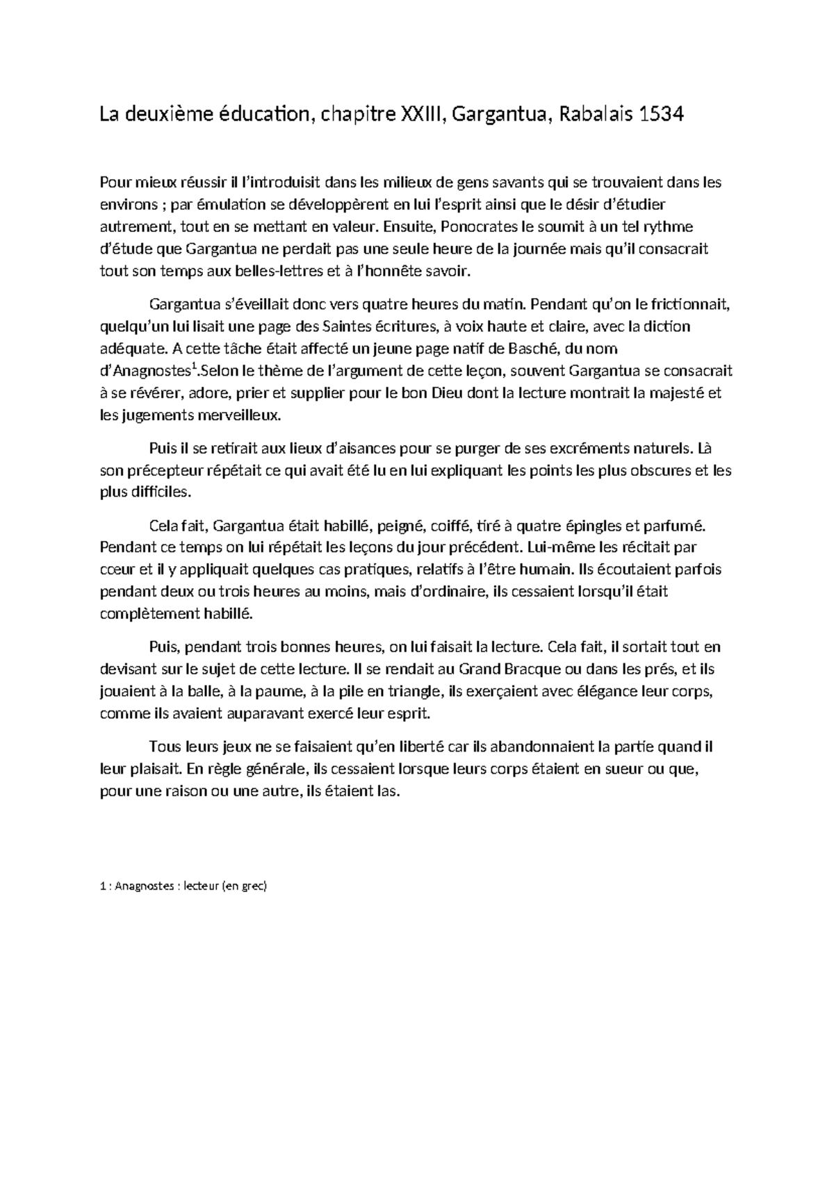 2-Rabelais,la 2eme éducation - La deuxième éducation, chapitre XXIII ...